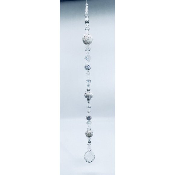 Beaded Suncatcher White & Clear Crystal Prism Hanging Patio Decor Yard Art Tree - Picture 3 of 9
